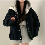 Shopmocho Gray Feel Women's Chic Winter Hot Sale Of The Season New French Vintage Turn-down Collar Loose Woolen Coat Jacket Female Fashion