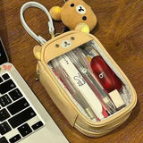 Shopmocho Rilakkuma Korilakkuma Clutch Bag Key Chain Couple Anime Relax Bear PU Coin Purse Pendant Jewelry Storage Key Wallet Kids Gift