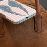 SHOPMOCHO Korean Cute Pink White Stripe Wings Phone Case For iPhone 17 Pro 16 15 Pro Max 17pro 16pro Fashion Shockproof Cover For Girls