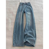 SHOPMOCHO Y2k Light Blue Baggy Jeans Women Red Stitch Embroidery High Waist Wide Leg Denim Pants Streetwear Casual Y2K Grunge Trousers New