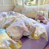 SHOPMOCHO Kawaii Bedding Set for Kids Ins Twin Queen Size Duvet Cover Flat Sheet Pillowcase No Filler Girls Boys Home Totel Bed Linens