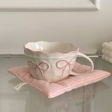 Shopmocho 1Pc Bow Ceramic Mug, Exquisite and Simple Bow Large Capacity Couple Cup, Suitable for Home Decoration, Home Drinking Water, Candlelight Dinner, Coffee Latte Flower Cup, Holiday Gift, Exquisite Gift