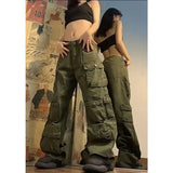 SHOPMOCHO K pop Multi-pocket  Wide Leg Loose Street Casual Cargo Pants Trend Streetwear Women Y2k  Baggy Pants Vintage Sweatpants