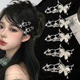 Shopmocho 1/4pcs Y2K Irregular Liquid Metal Hairpin Butterfly Zircon Hair Clips Girl Fashion Silver Bang Clip For Women Hair Accessories