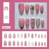 SHOPMOCHO 24pcs Y2k Almond Fashion Fake Nails Moon Star Style Swan Pattern Sweet Cool Press On Nails Full Cover Detachable False Nail