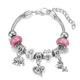 SHOPMOCHO New Butterfly Pendant 5 Color Rhinestone Snake Chain Bangle Lobster Buckle Adjustable Charm Woman Beaded Bracelet Jewelry Gift