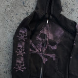 SHOPMOCHO Y2K Style Punk pattern Hoodies Women Gothic Zip Up Oversized Sweatshirts Female Retro Harajuku Hooded Streetwear Cool girls 90s