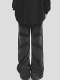 SHOPMOCHO New National Tide Couples American Raw Edge Stone Mill Washed Jeans Y2K Gothic Punk Style Loose Straight Tube Make Old Trousers