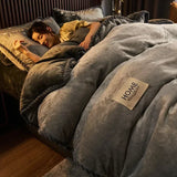 SHOPMOCHO Winter Plush Couple Bed Duvet Cover Bedspreads For Single Double Queen King Bed Velvect Warm Soft Nordic Couple Bed Quilt Cover