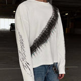 SHOPMOCHO 2025 New Y2K Bullet Letter Printed American Retro Long Sleeve T-shirt Street Style Casual Loose Men's and Women's Top
