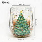 Shopmocho Christmas Glass Cups Decorative Water Bottle Cold Coffee Mugs Kitchen Aesthetic Cup Desk Accessorie Christmas Drinkware