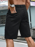SHOPMOCHO Men Summer Fashion Denim Shorts Jeans For Men Streetwear Letter Ripped Knee Length Baggy Comfort Cargo Casual Shorts Pants Jeans