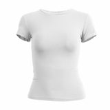 SHOPMOCHO-Woman Clothing Short Sleeve T-shirt Slim Fit Tops Female O-Neck Knitted Sheath Tee Shirt Street Wear Sex Sporty 2025 Y2K New2410