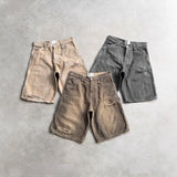 Shopmocho Deeptown Y2k Vintage Washed Women Short Cargo Jeans Harajuku Hole American Style Wide Leg Man Jorts Baggy Hip Hop Streetwear