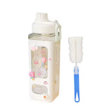 Shopmocho 700ml/900ml Kawaii Shaker Water Bottle With Straw Sticker Cute BPA Free Plastic Tea Milk Portable Gourde Drink Bottle For Girl