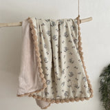 SHOPMOCHO Warm Winter Baby Blanket Pompom Blush Sprigs and Blooms Minky Blanket Floral Baby Blanket Quilt Bedding Cover 90*130cm