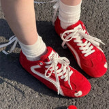 SHOPMOCHO Red Apple Training Shoes Women's Soft Bottom Lightweight and Comfortable Forrest Gump Shoes Sports and Leisure Board Shoes