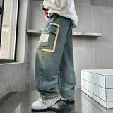 SHOPMOCHO New Design Children Relaxed Fit Straight Leg Cargo Jeans for Teenage Boys Loose Denim Pants with Pocket Kids Casual Trousers
