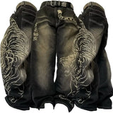 SHOPMOCHO Street Fashion New Old Washed Heavy Work Jeans Women Y2K Gothic Harajuku Hip Hop Popular Joker Couple High Waist Wide Leg Pants