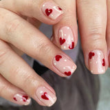 SHOPMOCHO Fashion Dark Brown White Polka Dot Wearable Nail Art Fall Winter Chic Fake Nails Detachable Finished False Nails Press on Nails