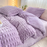 Shopmocho New Rabbit Velvet Milk Single Product Quilt Cover Thickened Warm Solid Duvet  Bedding for Double Use in Autumn/ Winter  220x240