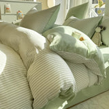 SHOPMOCHO Pure Cotton Home Textile Striped Bedding Set Simple Soft Duvet Cover Sheet Pillowcase Ins Style Bed Linens Queen King Size 2025
