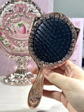 SHOPMOCHO Flower Knows 9th Anniversary Limited Edition Luxury Vanity Mirror with Paddle Hair Brush And Brush Holder Set for Makeup Desk