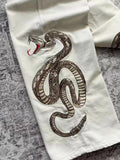 SHOPMOCHO Streetwear Retro Snake Jeans Boa Embroidery Graphic Python Print Pocket Denim Pants Y2K Trend Unisex Baggy Straight Leg Pants