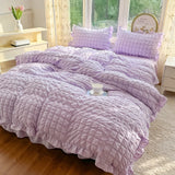 SHOPMOCHO 3pcs Korean lace Bedding set seersucker Duvet Cover Set (1*Duvet Cover + 2*Pillowcase, Without Core)for bedroom guest room