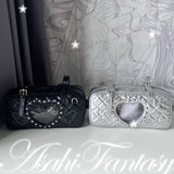SHOPMOCHO Pink Transparent Pocket Japanese Itabag Rivet Design Lolita Shoulder Bag PU Leather Harajuku Pain Bags Y2k Sweet Handbags Girls