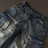 SHOPMOCHO Street Fashion New Old Washed Heavy Work Jeans Women Y2K Gothic Harajuku Hip Hop Popular Joker Couple High Waist Wide Leg Pants