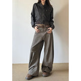 Shopmocho American Vintage 2000s Style High Waist Camel Jeans Pants Spring Fashion Women's Baggy Y2K Wide Leg Denim Trouser Female Clothes
