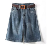 SHOPMOCHO Capris Jeans Loose Women's Shorts Baggy Summer Clothes Korean Dongdaemun 2025 Woman Clothing Blue Big Size Hanbok Pants Short