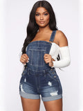 SHOPMOCHO New Summer Women Shorts Overalls Ripped Jeans Lady Sexy Stretch Rompers Denim Pants Lady Cross Strap Jumpsuit Casual Bodysuits