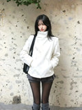 SHOPMOCHO Y2K Autumn/Winter Women's Cardigan Coat Solid Color Street Casual Retro Hip Hop Rock Harajuku New Women's Stand Collar Coat emo