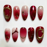 SHOPMOCHO 24Pcs Pink Almond False Nails Butterfly Ballet with French Design Wearable Fake Nails Simple Artificial Press on Nails Tips Art