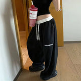 SHOPMOCHO Y2k American Retro Black Hip-Hop Sweatpants Women Casual Oversized Streetwear Baggy Loose High Waist Wide-Leg Jogging Pants