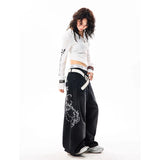 SHOPMOCHO YIBASHU Women Vintage Embroidery Y2K Baggy Jeans Female High Waist 2000s Wide Leg Denim Pants American Retro Harajuku Trouser