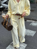 SHOPMOCHO Women's Two-Piece Set, Solid Color Hooded Short Sweatshirt Jacket with Elastic Waist Pants, Regular Fit, Fall & Winter Wear