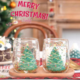 Shopmocho Christmas Glass Cups Decorative Water Bottle Cold Coffee Mugs Kitchen Aesthetic Cup Desk Accessorie Christmas Drinkware