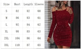 Shopmocho Party Shiny Slim Dress Women's Long Sleeved Diagonal Collar Mini Dresses Elegant Autumn Sexy Dresses
