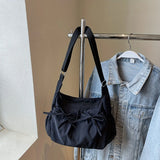 Shopmocho Large Capacity Women's Shoulder Bags Lightweight Nylon Pleated Crossbody Bag Multiple Pockets Hobo Bag For Women Commuting