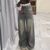 Shopmocho Vintage Distressed Wide-leg Jeans Women's Spring Summer New Loose-fit Slimming Draped Versatile Trailing Straight-leg Trousers