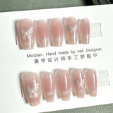SHOPMOCHO 10Pcs Wearable Cat Eyes Series Short Square Press On Nails Kawaii Cartoon Cat Rabbit Rhinestone Gradients Full Cover False Nails