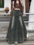 SHOPMOCHO Women Denim Skirts Solid Skirt A Line Button Pocket Ankle Length Zipper Fly Empire Waist None Strech Casual Loose 2026 Autumn