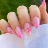 Shopmocho Blue White French 3D Flower Shell Nail Art Summer Beach Fashion Almond False Nails Detachable Finished Fake Nails Press on Nails