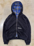 SHOPMOCHO Reversible Plaid American Retro Zipper Hoodie Sweatshirt Mens Womens Casual Plaid Sweatshirt Solid Color Lining Y2K Street Style