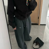 SHOPMOCHO American Black Retro Hip-Hop Oversized Women Casual Sweatpants Korean Streetwear Loose High Waist Jogging Wide Leg Pants