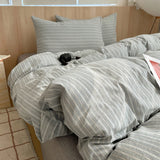 SHOPMOCHO Nordic sling Cotton Pink Stripes Duvet Cover 150x200 Size Girl's Room housse de couette Skin friendly Breathable Comforter Sets