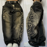 SHOPMOCHO Y2K American Southpole Hip-hop Oversized Jeans Mens Retro Skateboard Boy Wide-leg Pants Gothic Graffiti Couple Wide Pants
